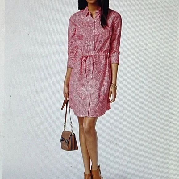 tommy hilfiger pink shirt dress Belted Linen-cotton Blend Shirt Dress